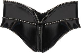 Alexander McQueen Womens Black Leather Regular Belt