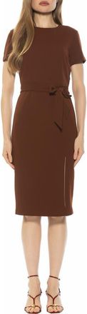 Alexia Admor Zyra Short Sleeve Tie Waist Sheath Dress in Brown at Nordstrom Rack, Size X-Small