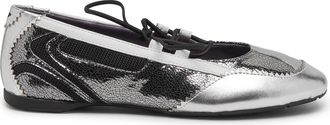Diesel D-Mile-Metallic lace-up ballet flats - Flats - Woman - Silver