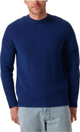 For&eacute;t Blauwe Wollen Trui - Heren - Ronde hals truien - Blauw - M - Wol - Truien & Vesten