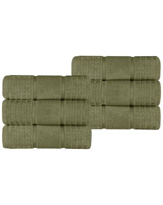Superior Set Of 6 Zero Twist Cotton Waffle Honeycomb Plush Soft Absorbent Hand Towels
