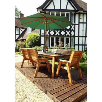 Charles Taylor Trading Eight Seater Rectangular Table Set with Cushion - W340 x D216 x H98 - Fully Assembled - Green