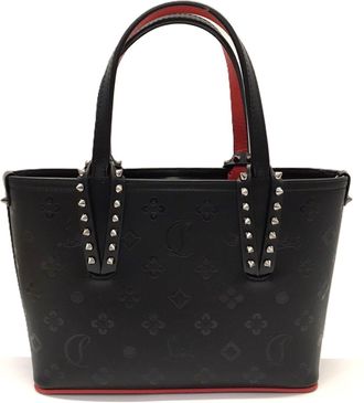 Christian Louboutin Black Red Color Leather Tote Bag (Pre-Owned)