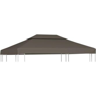 vidaXL Toldo De Cenador 2 Niveles 310 G/m&sup2; 4x3 M Gris Topo Vidaxl