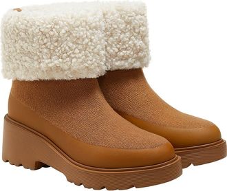 Vivaia Faux Fur Platform Chunky Wedge Boots in Caramel at Nordstrom, Size 6.5