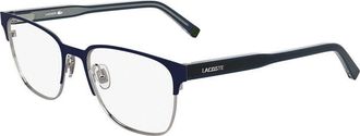Lacoste Eyeglasses Rectangle Full Rim, Matte Blue Frame And Clear Demo Lenses Lens L2304424