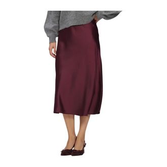 Y.A.S Y.a.s - Yaspella HW Midi Rok - Dames - Rokken - Rood - Maat: XS Satijn