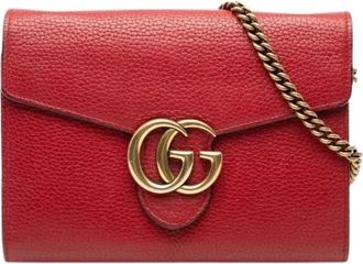 Gucci Pre-owned Cross Body Bags, female, Red, Size: ONE SIZE Pre-owned GG Marmont Leather Shoulder Bag