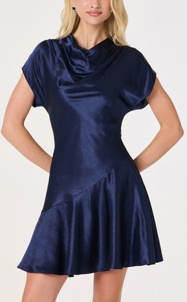 ASTR the Label Sherrer Cowl Neck Satin Dress in Navy at Nordstrom, Size X-Large