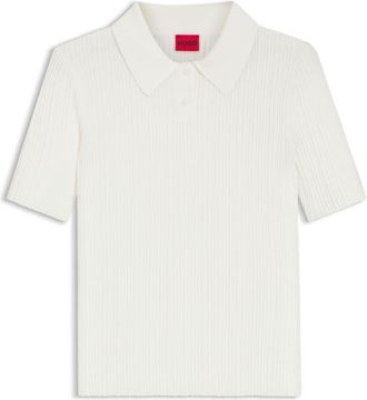 HUGO BOSS Slim-fit ribbed sweater with polo collar
