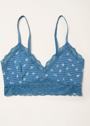 Fat Face FatFace Blue Floral Stripe Bralette
