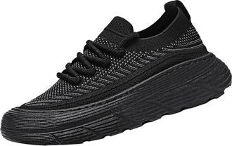 Generic Mens Slip On Trainers Flying Woven Mesh Casual Sneakers Thick-Sole Non-Slip Running Shoes with Memory Foam, Lightweight Breathable Chunky Trainers for