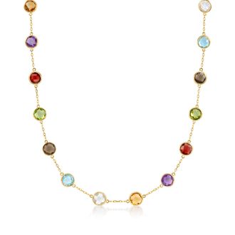 Ross-Simons Bezel-Set Multi-Gemstone Station Necklace in 14kt Yellow Gold