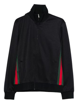 Gucci stripe zip-fastening sweatshirt - men - Polyester/Cotton/Cotton - M - Blue