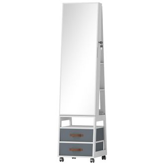 HOMCOM Armario joyero 37x37x170 cm blanco