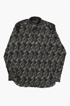 Corneliani Patterned Silk Shirt with Italian Collar size 42