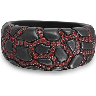 LuvMyJewelry Fiery Ascent Sterling Silver & Garnet Band Men Ring in Grey at Nordstrom, Size 11