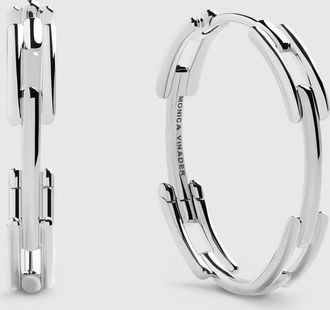 Monica Vinader Sterling Silver Signature Link Medium Hoop Earrings