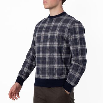 Burberry Checked Cotton-Blend Sweater, Size Small