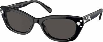 Swarovski Womens Pillow With Crystal Embellishment Sunglasses In Black/ Grey