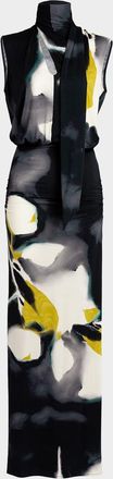 Silvia Tcherassi Cody Scarf-Neck Floral Sleeveless Maxi Dress