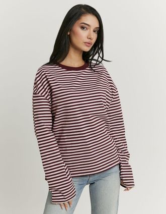 Tally Weijl Langarmshirt TALLY WEIJL STSCOBERLA, Damen, Gr. L, multi color, Jersey, Obermaterial: 100% Baumwolle, oversize normal, Rundhals, Shirts Langarmshirt, 