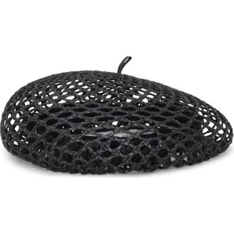 Gigi Burris Millinery Coco Woven Straw Beret in Black at Nordstrom