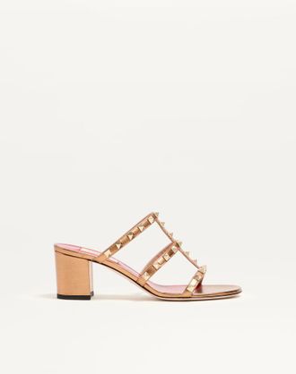 Valentino Garavani Rockstud Slide Sandal In Laminated Nappa Leather 60Mm Wo