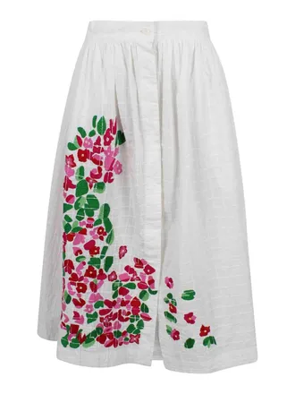 Mii Pintuck Grid Pattern Midi Skirt