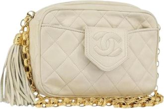 Chanel Pre-owned Cross Body Bags, female, Beige, Size: ONE SIZE Pre-owned Vintage Leather Cross Body Bag
