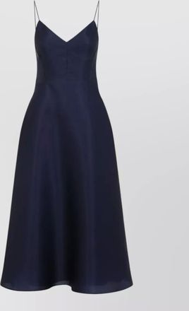 Alberta Ferretti silk v-neck sleeveless flared midi dress