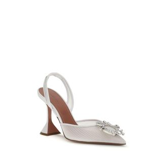 Amina Muaddi Womens Begum Pump White Polyester