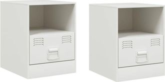 vidaXL Mesitas De Noche 2 Unidades Acero Blanco 34,5x39x44 Cm Vidaxl