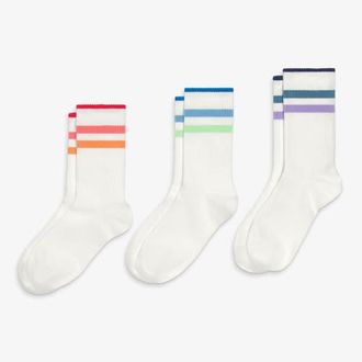 primary Tonal Ringer Athletic Sock 3-Pack in Tonal Rainbow Mix at Nordstrom, Size Large