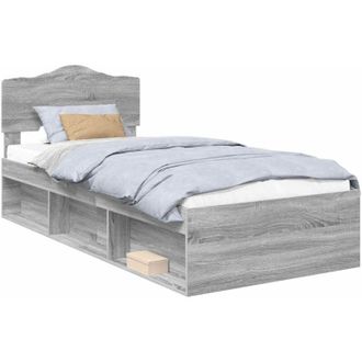 vidaXL Estructura De Cama Con Cabecera Gris Sonoma 90 X 200 Cm Vidaxl