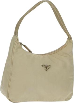 Prada Pre-owned Vintage Handtas - Dames - Vintage Schoudertas - Beige - ONE Size - Nylon - Vintage