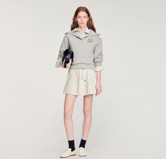 Sandro Short rhinestone striped skirt