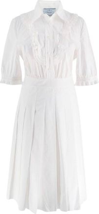Prada White Cotton Button Front Poplin Dress