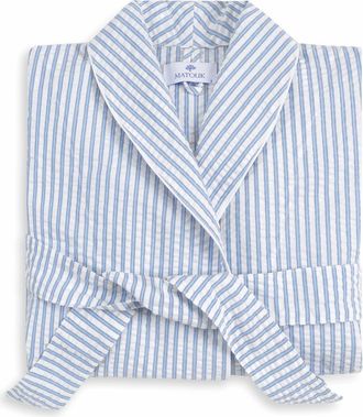 Matouk Matteo Stripe Robe in Azure at Nordstrom, Size X-Large
