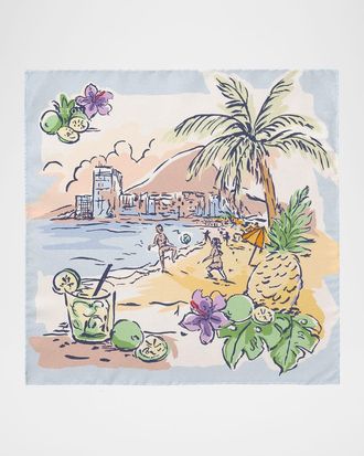 Eton Men & apos;s Painting Silk Pocket Square