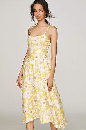 Maeve 100% European Linen Drop Waist Midi Dress