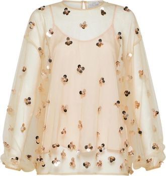Forte_Forte Blouse petites &eacute;toiles - Dames - Blouses - Veelkleurig - M - Satijn - Overhemden