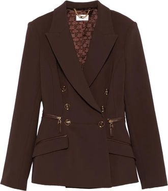 Elisabetta Franchi Giacca doppiopetto con zip - Marrone