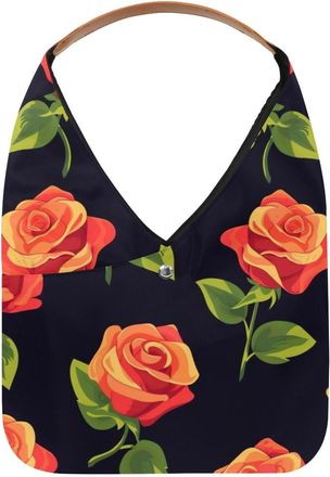 Generic Rose Floarl Reusable Lightweight Grocery Bags - Foldable Into Compact Pouch, Washable & Sturdy, Multipurpose for Shopping and Travel