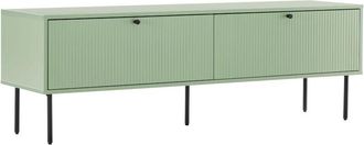 Oviala Mueble TV 2 puertas de acero MDF melaminado 150 cm verde salvia