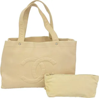 Chanel Beige Grained Calfskin Tote Bag (Pre-Owned)