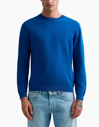 Replay Mens Replay Cotton Crew Neck Sweater Knitwear BLUE - Size: 44