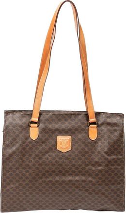 Celine Brown Macadam Coated Canvas Square Shopping Tote (Authentic Pre-Loved)