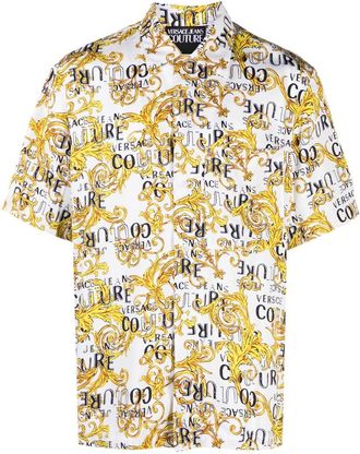 Versace Jeans Couture baroque-print short-sleeve shirt - men - Viscose - 46 - White