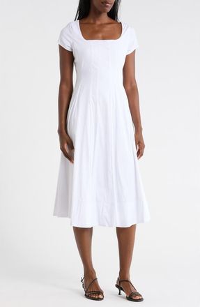 Ellen Tracy Poplin Cap Sleeve Dress in White at Nordstrom Rack, Size X-Small
